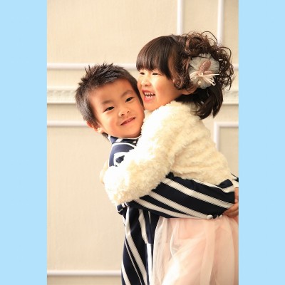 【三島市で七五三】5歳の男の子青い羽織袴を着て兄妹写真撮影♪