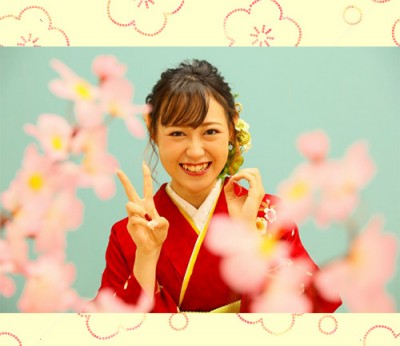 【成人式】赤の振袖に桜柄☆で成人式の前撮りしました！