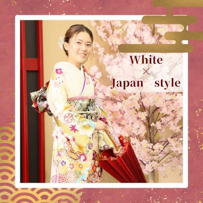 【成人】白地に伝統的な古典柄の振袖で撮影！【伊豆市】