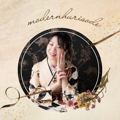 【成人】アイボリーに黒の古典柄がレトロモダンな振袖【磐田】