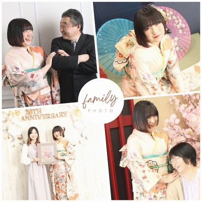 【成人】前撮りで持ち込みの振袖姿で家族と撮影！【函南町】
